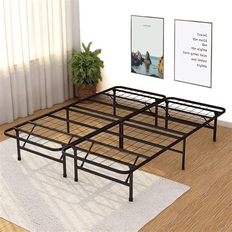 bed frame box spring queen folding metal mattress foundation|bed frame needs box spring.